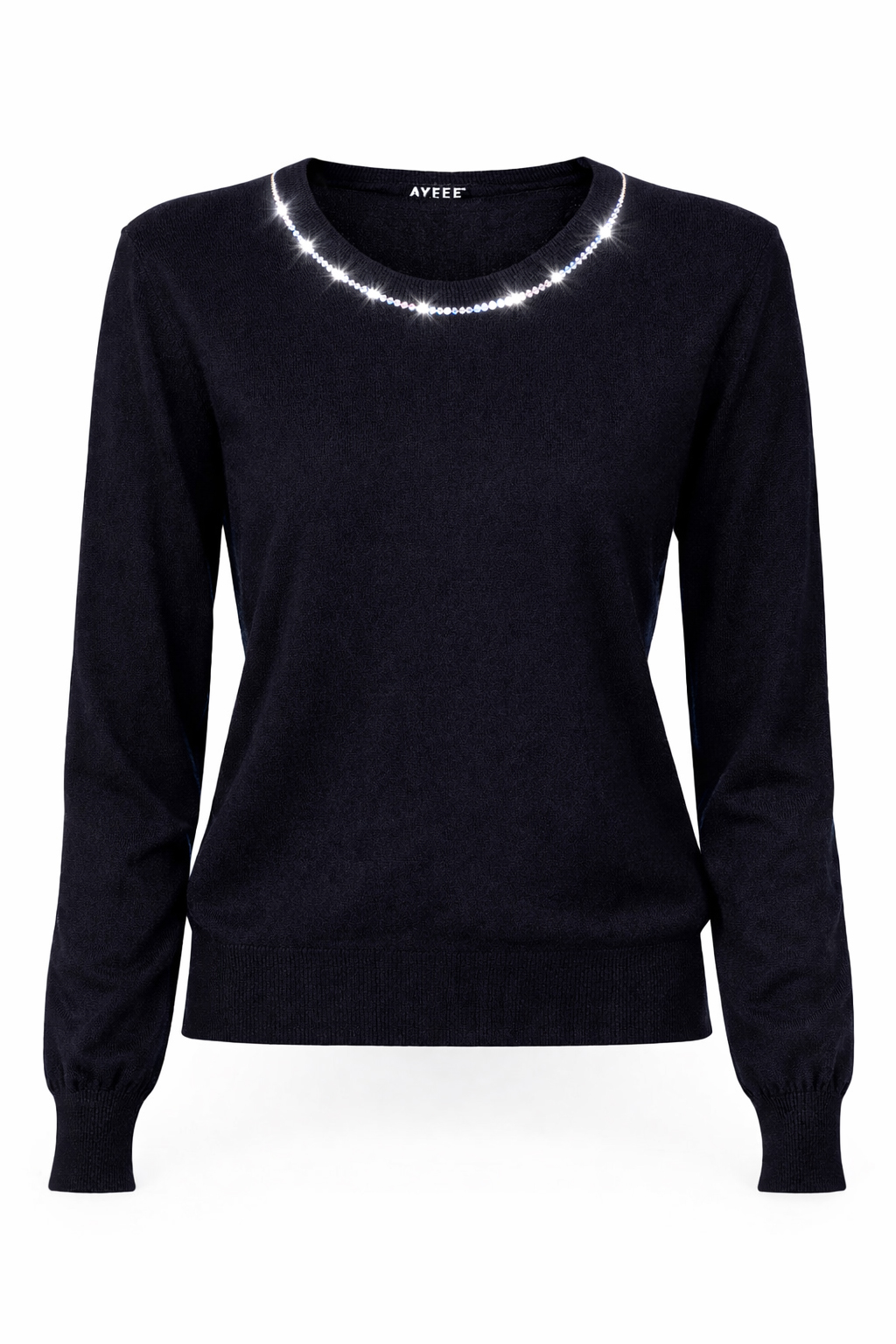 MAGLIA STRASS COLLO, 3 TG, 30% AC 22%NY 20%VI 28%PL, MADE IN PRC   - BLACK